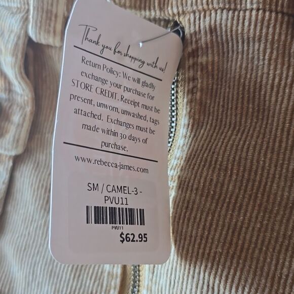 Oli & Hali -1901 NWT Tan Corduroy Mini Skirt Cargo Pockets Elastic Waist Small - Picture 4 of 8